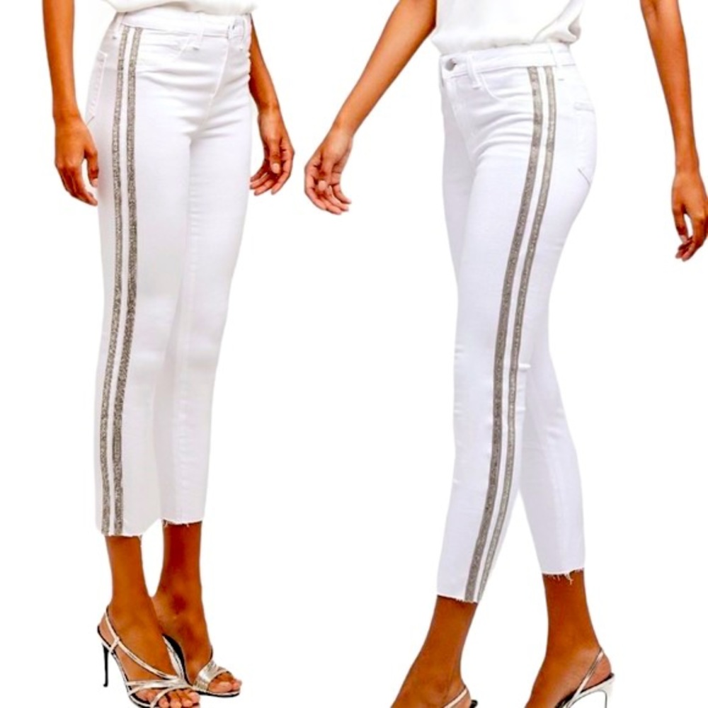 Classy White Fitted Jeans with the added sparkle for any Holiday Party!